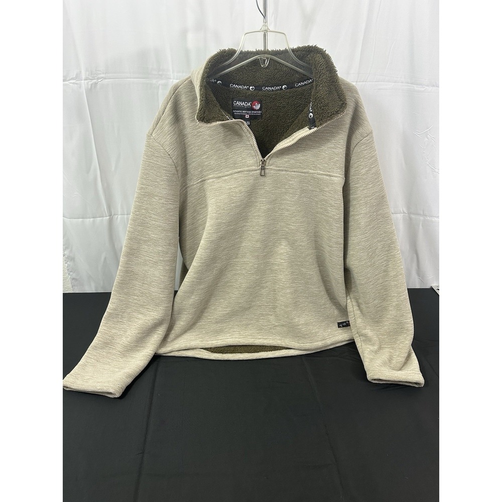 Canada Weathergear Mens XXL Oatmeal Beige Sherpa Lined 1/4 Zip Fleece Pullover